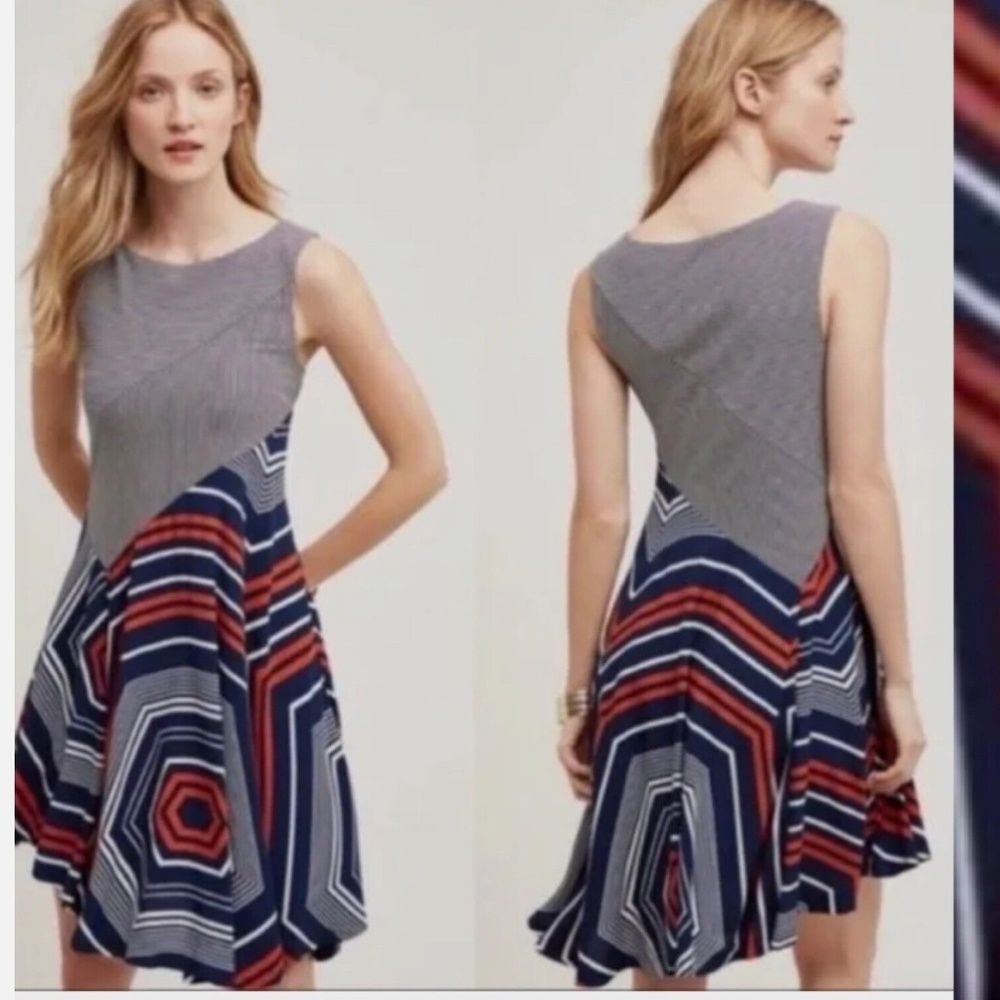 {Anthropologie} Maeve | Multicolor Abstract Print Sleeveless Dress~ Size Small